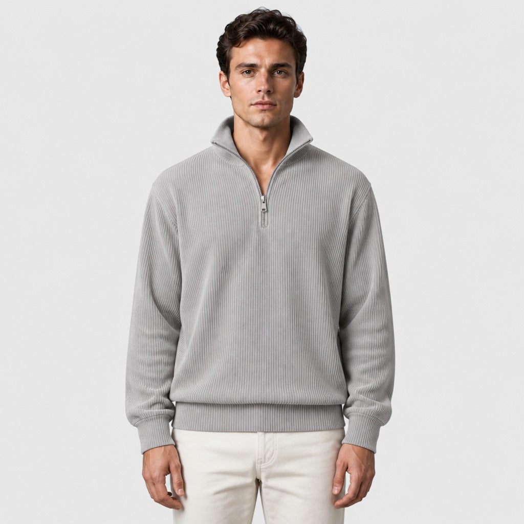 Men’s Striped Zip-Up Sweatshirt Grey
