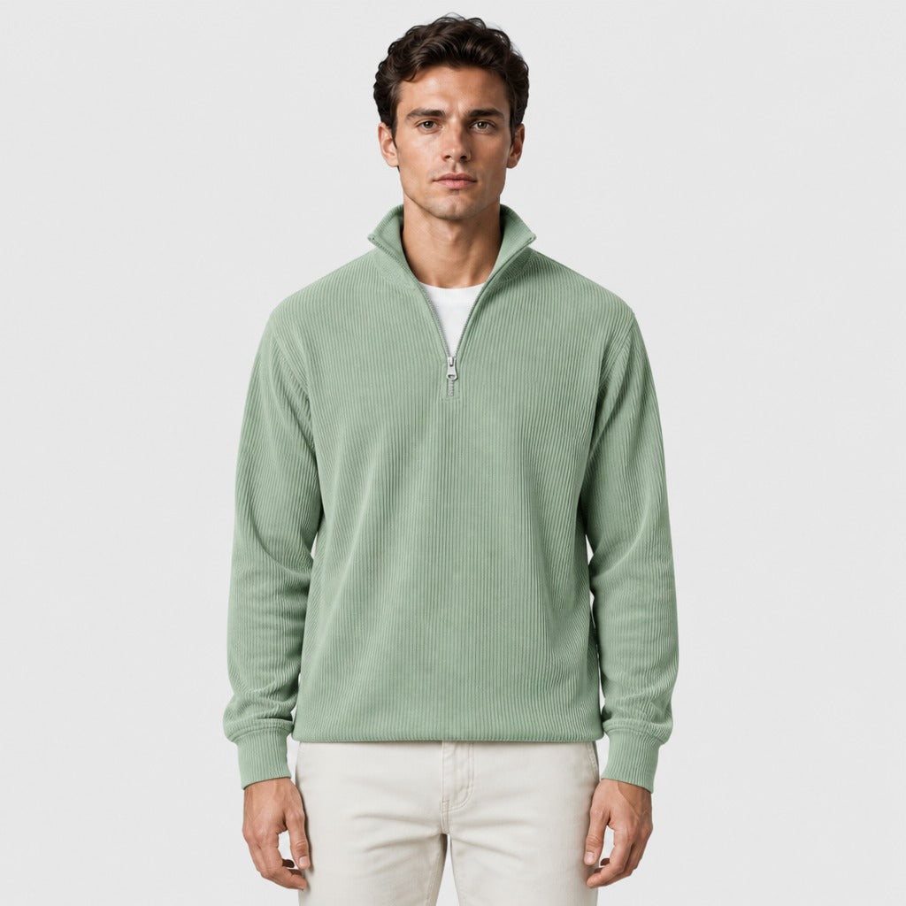 Men’s Striped Zip-Up Sweatshirt Green