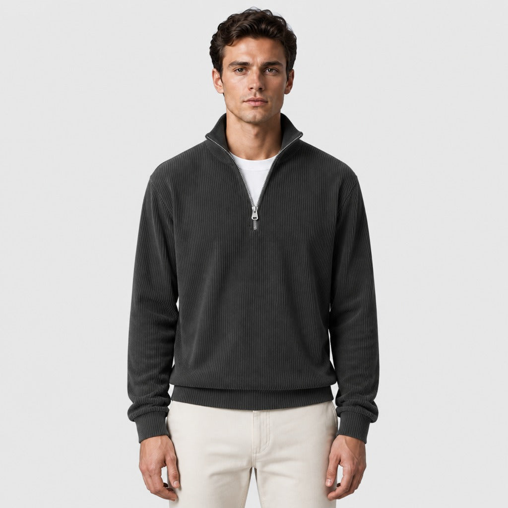 Men’s Striped Zip-Up Sweatshirt Black