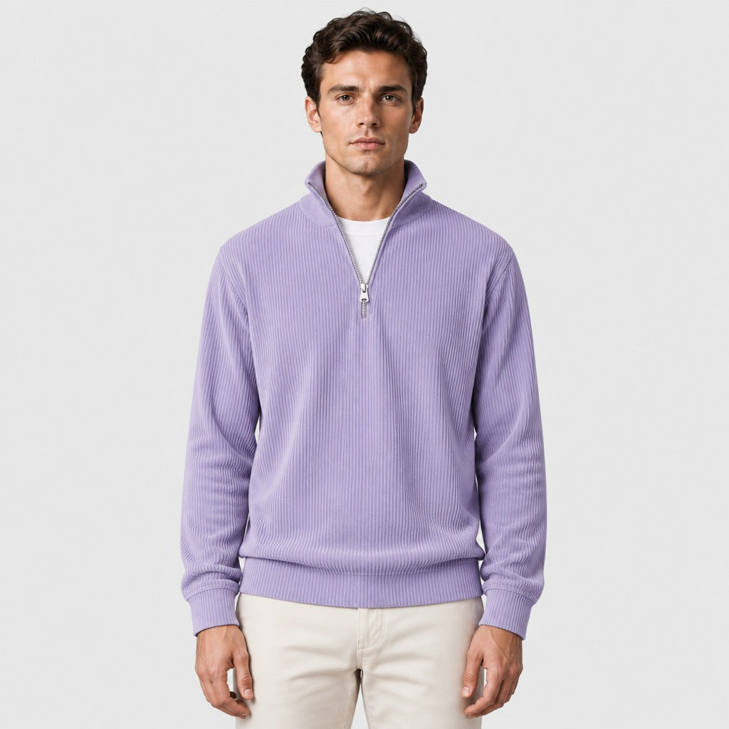 Men’s Striped Zip-Up Sweatshirt Violet