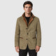 Men’s Suede Effect Layered Collar Jacket Khaki front
