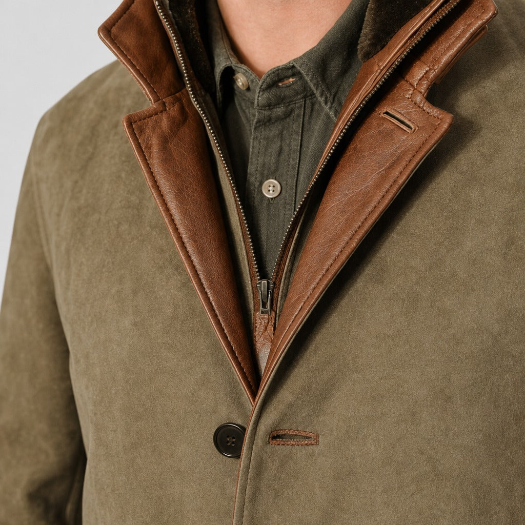Men’s Suede Effect Layered Collar Jacket detail
