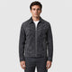 Men’s Suede Effect Zip Jacket with Collar Black front