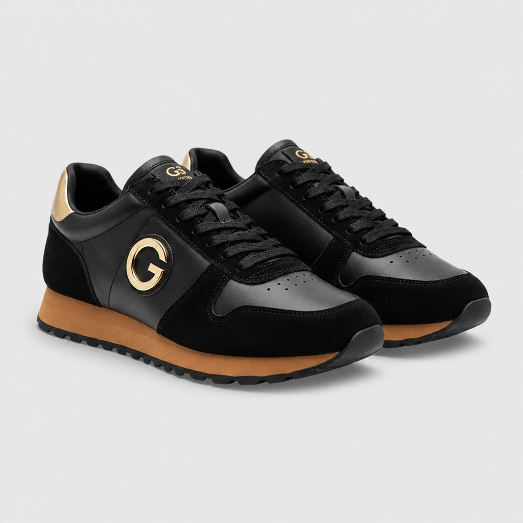 Men’s Suede Retro Lace-Up Trainers Black