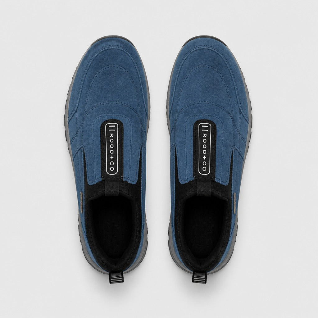 Men’s Suede Slip-On Walking Shoes Blue top view