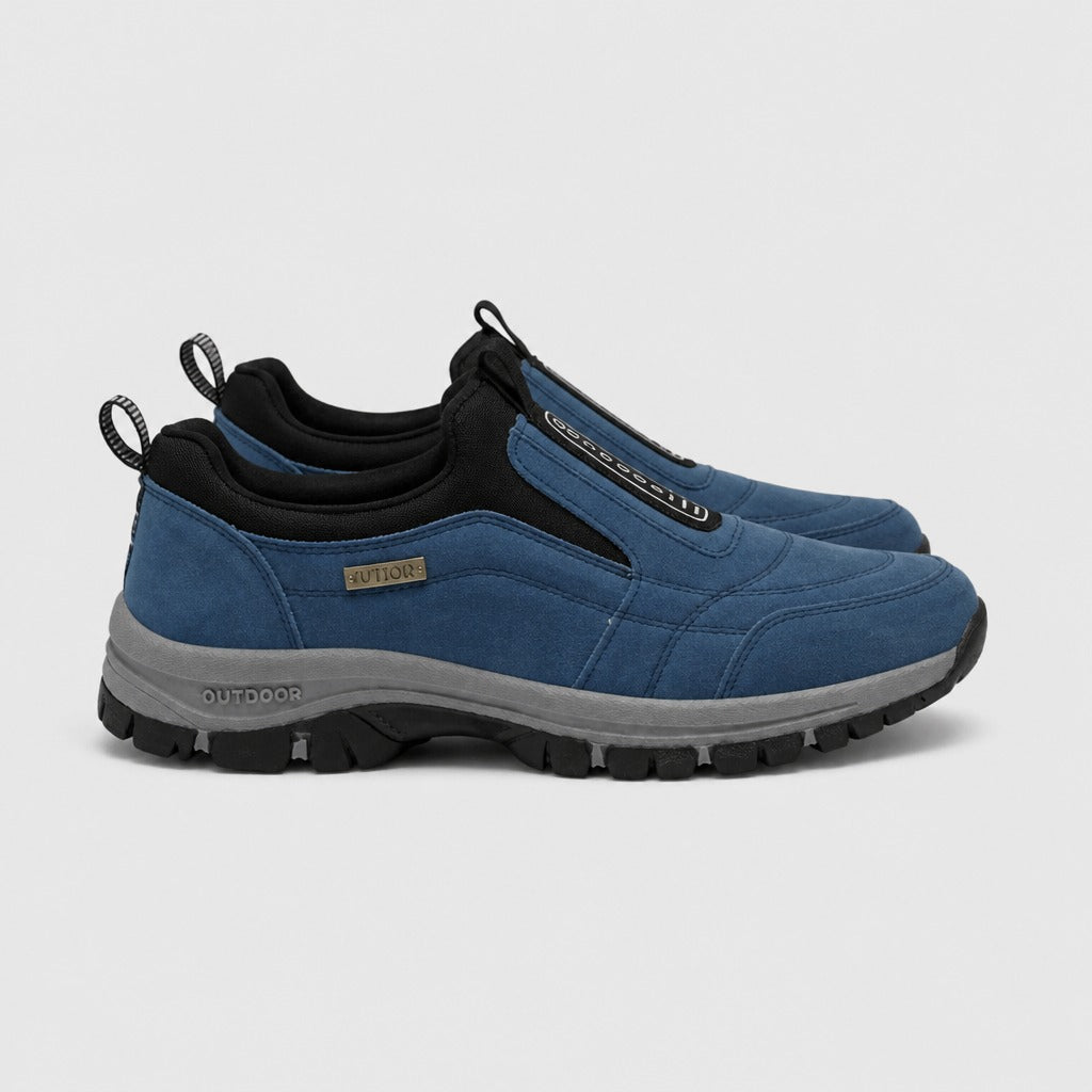 Men’s Suede Slip-On Walking Shoes Blue side view