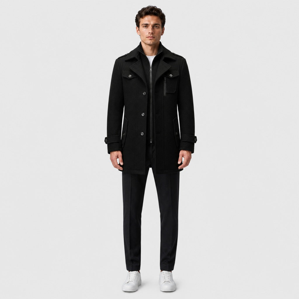 Men’s Tailored Two-Piece Coat Black full length