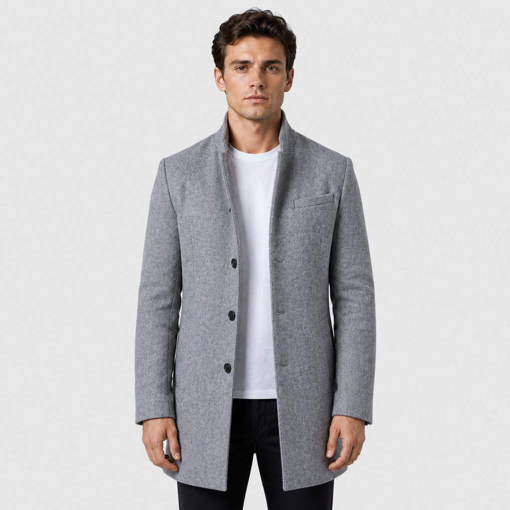 Men’s Tencel Button-Up Jacket Grey front