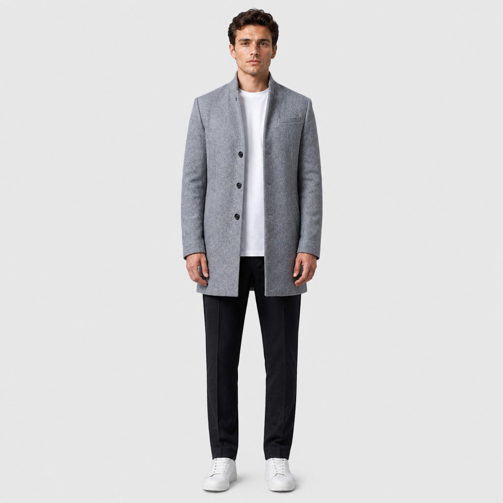 Men’s Tencel Button-Up Jacket Grey full length