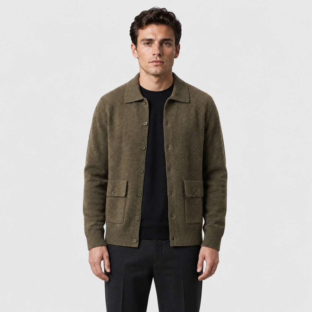 Men’s Textured Button-Front Overshirt Jacket front