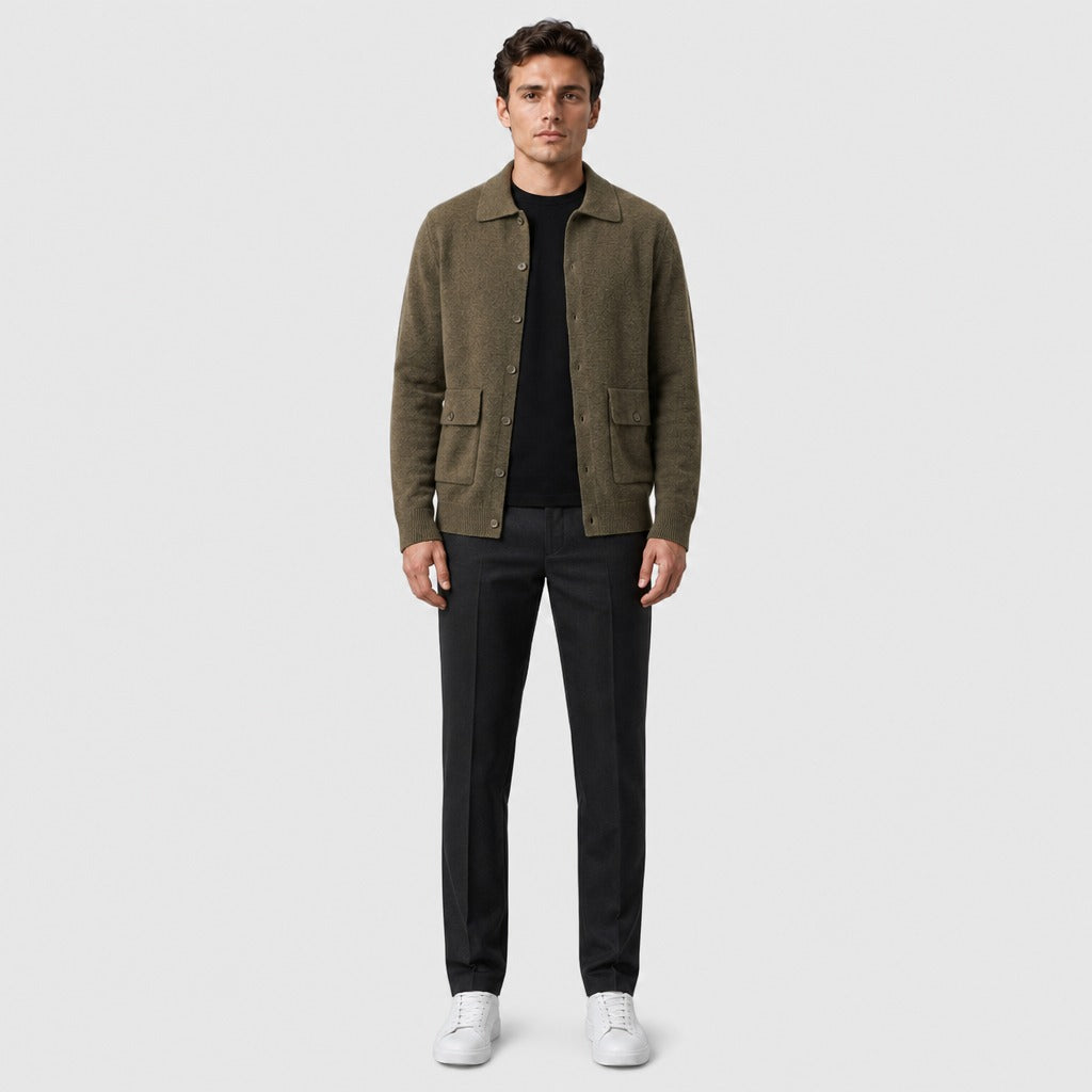 Men’s Textured Button-Front Overshirt Jacket full length