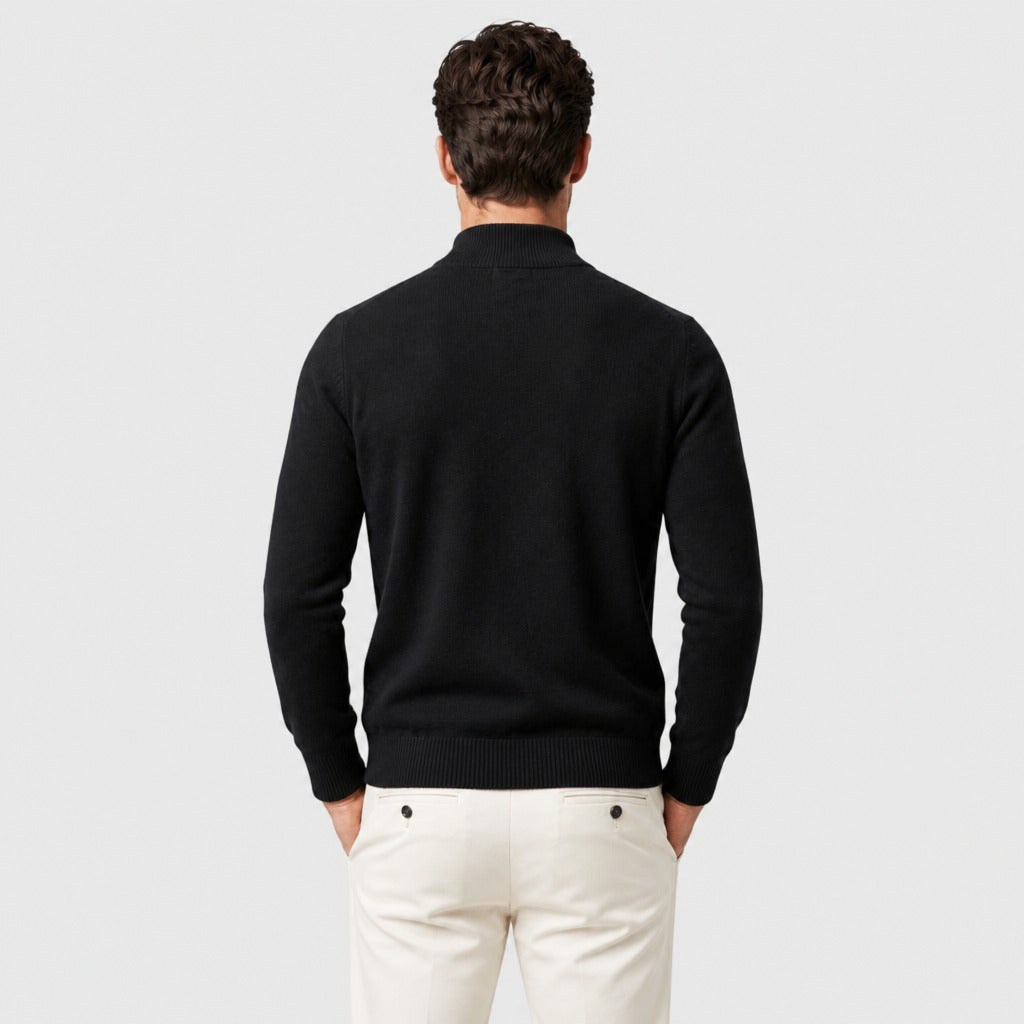 Men’s Thick Cotton High Collar Jumper Black back
