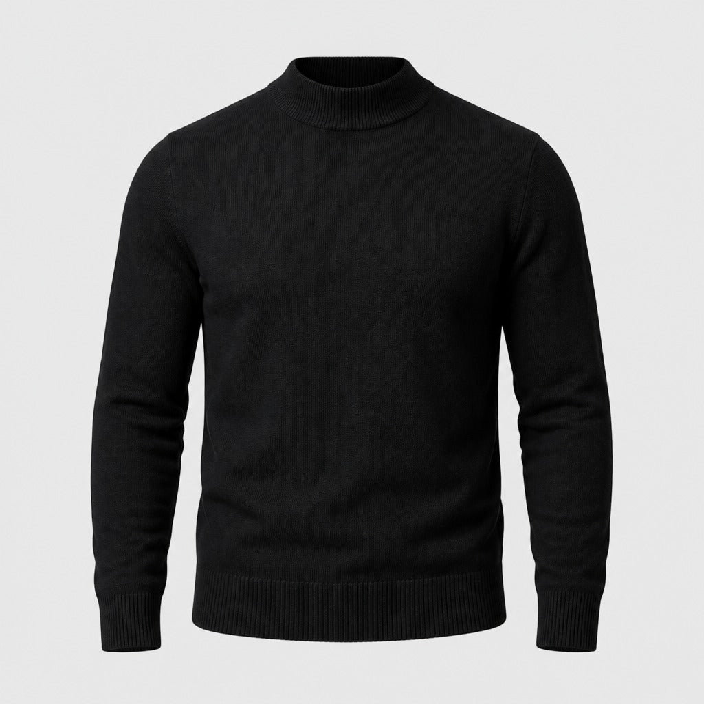 Men’s Thick Cotton High Collar Jumper Black product front