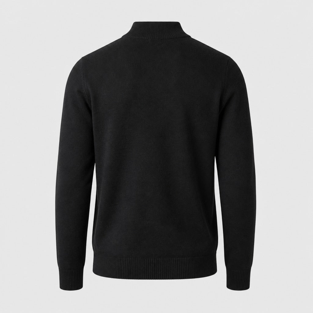 Men’s Thick Cotton High Collar Jumper Black product back