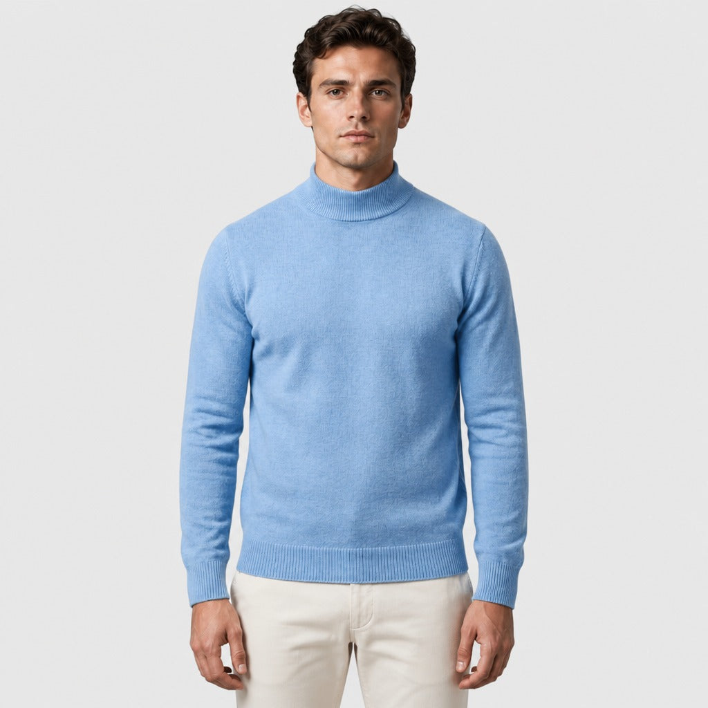 Men’s Thick Cotton High Collar Jumper Sky Blue