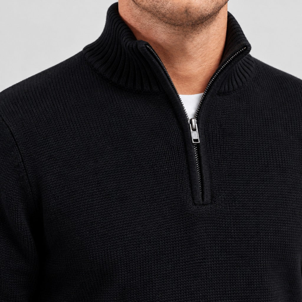 Men’s Thick Zip-Up Knit Jumper detail