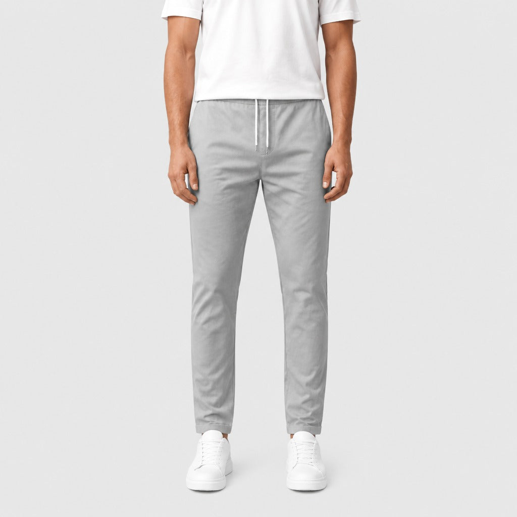 Men’s Twill Joggers with Pockets Grey front