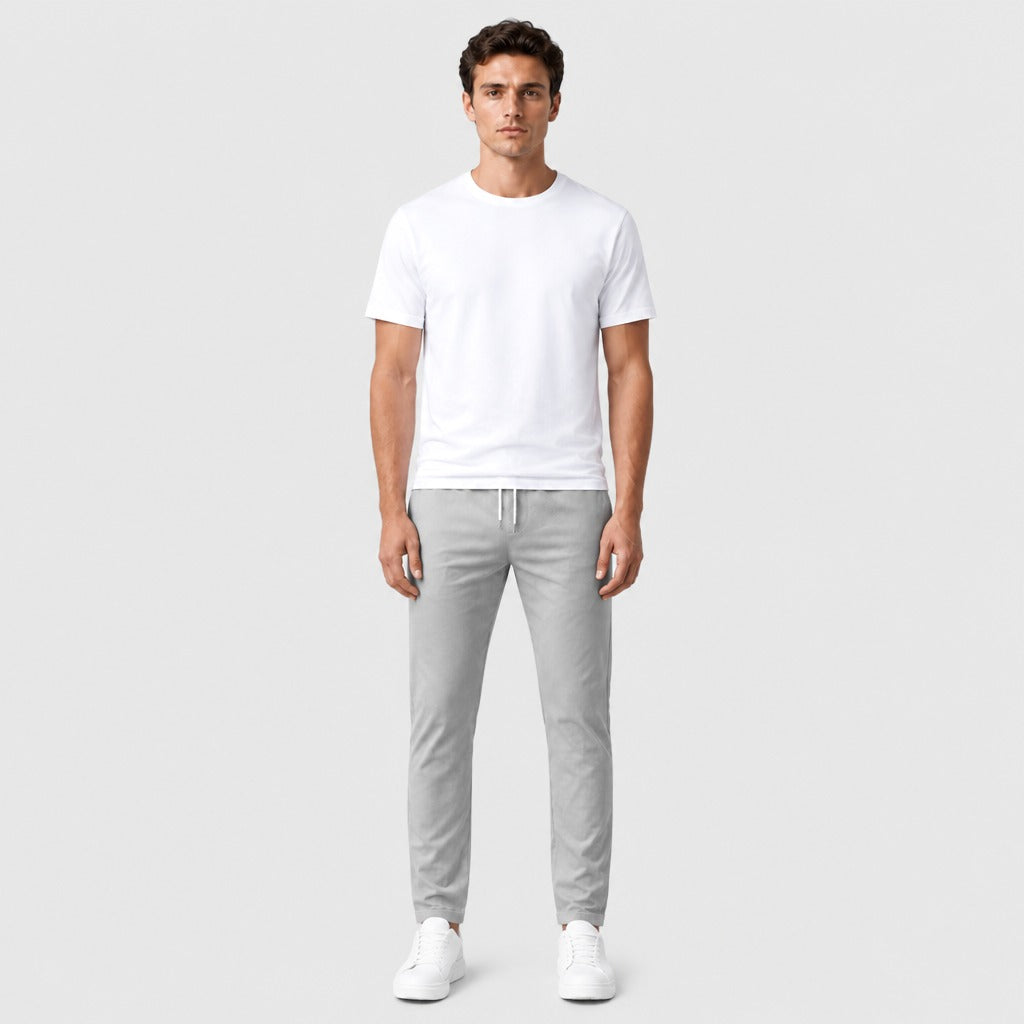 Men’s Twill Joggers with Pockets Grey full length