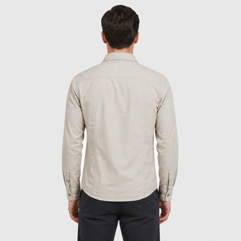 Men’s Utility Shirt with Chest Pockets Beige back