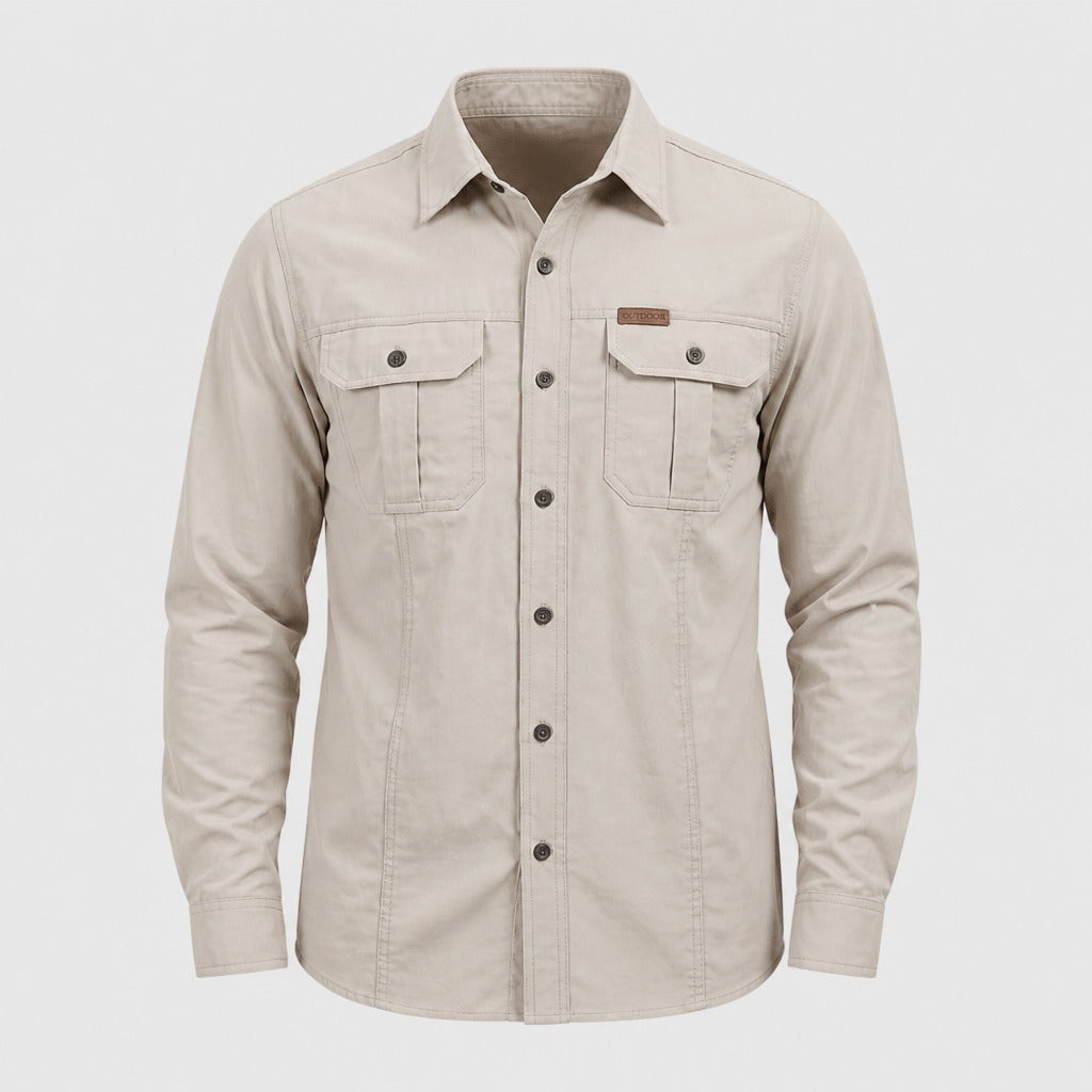 Men’s Utility Shirt with Chest Pockets Beige product front