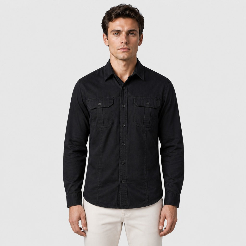 Men’s Utility Shirt with Chest Pockets Black