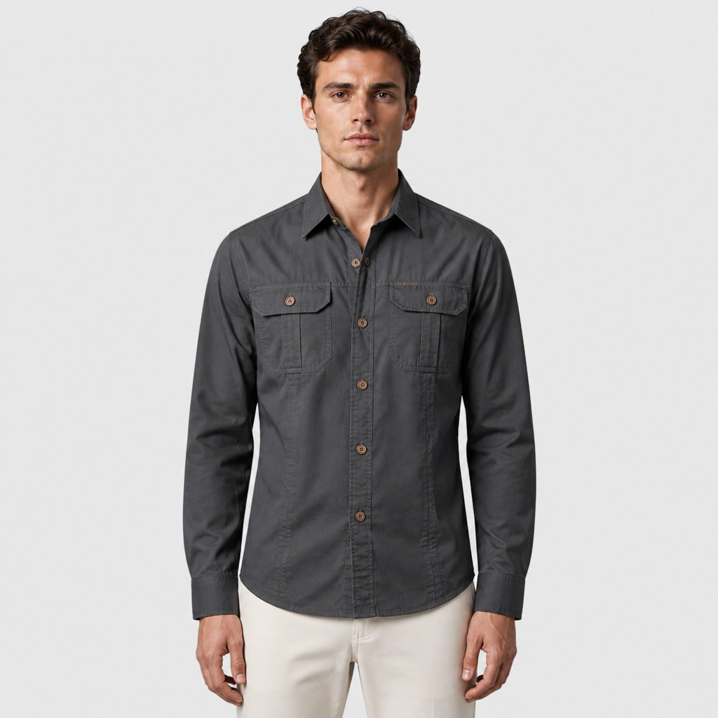 Men’s Utility Shirt with Chest Pockets Dark Grey