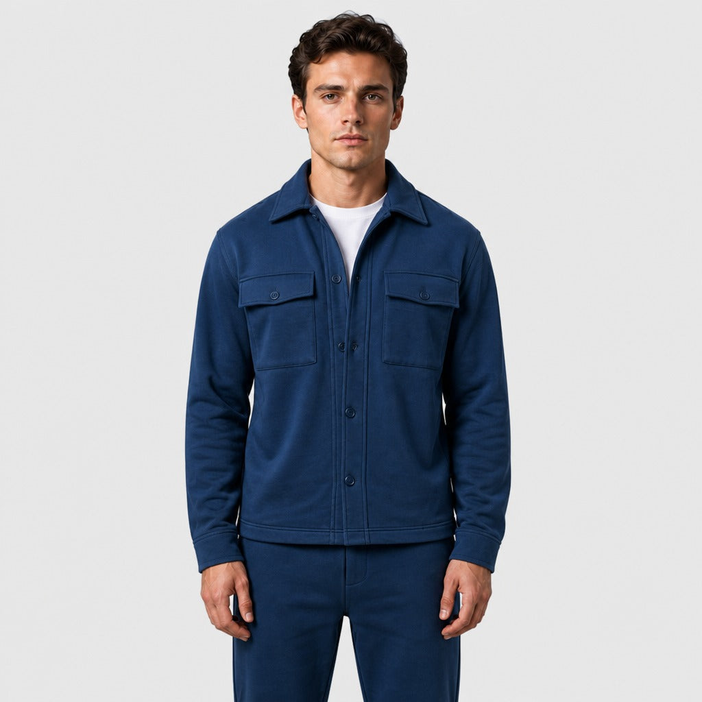 Men’s V-Neck Tracksuit Set with Pockets Blue