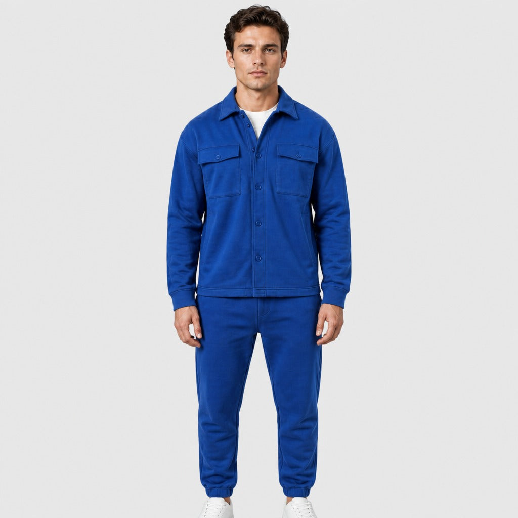 Men’s V-Neck Tracksuit Set with Pockets Royal Blue