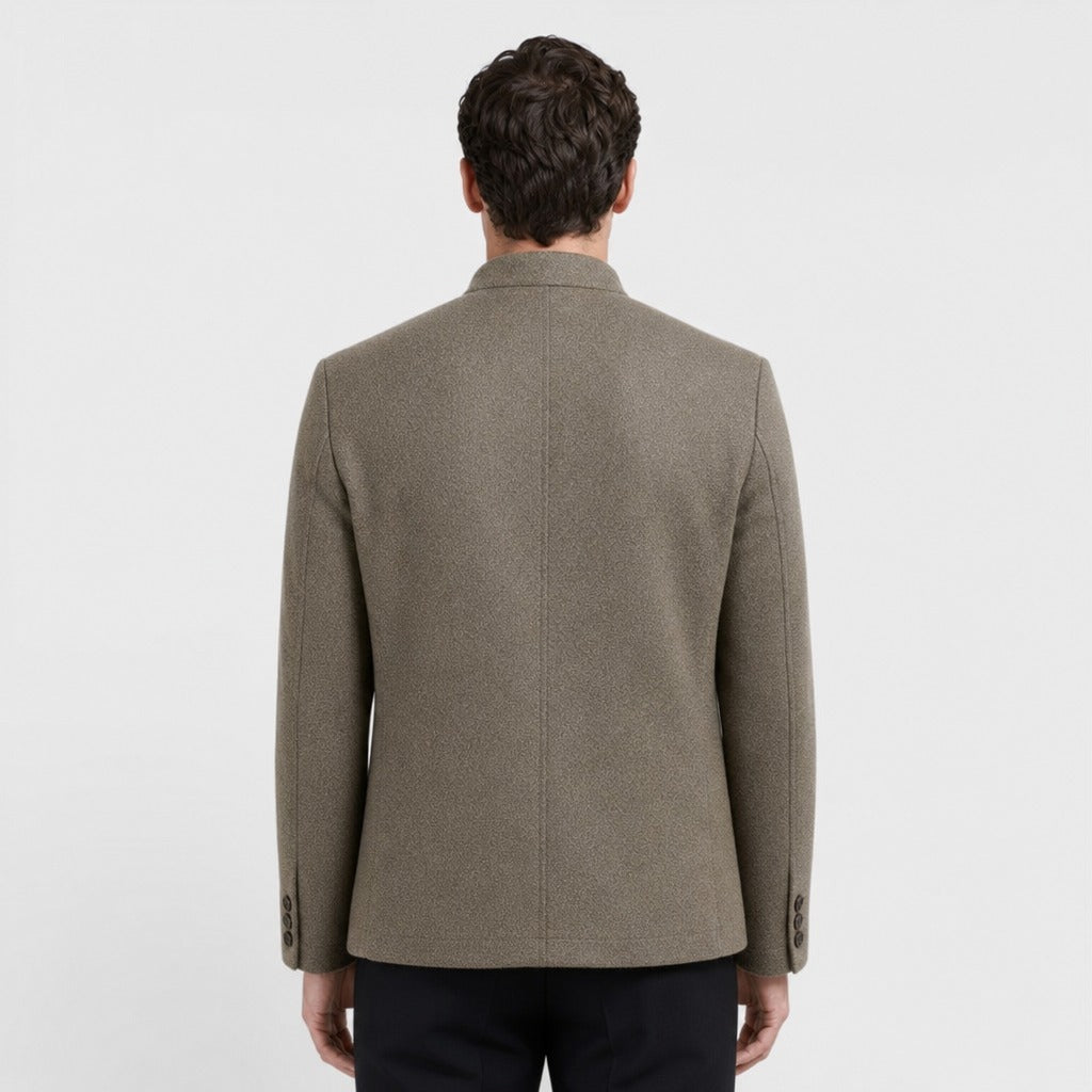 Men’s Velvet Button-Front Jacket with Cashmere Lining Desert Taupe back