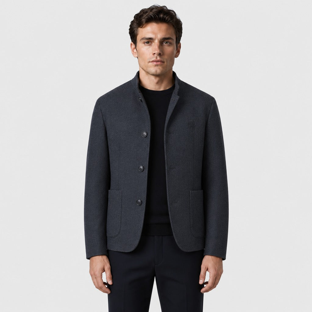 Men’s Velvet Button-Front Jacket with Cashmere Lining Midnight