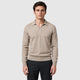 Men’s Vintage Knitted Polo Shirt with Ribbed Cuffs Beige front