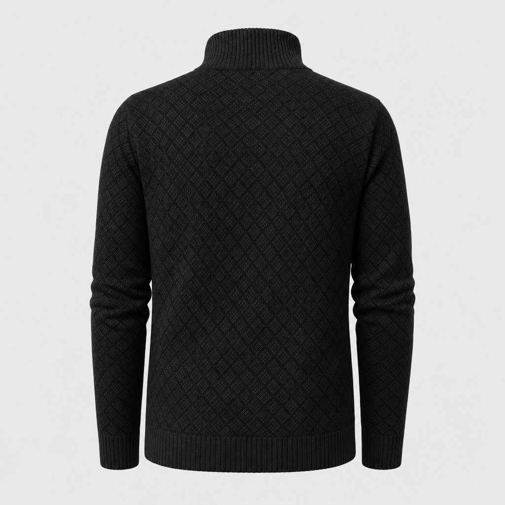 Men’s Warm Acrylic Velvet Zip Jacket Black product back