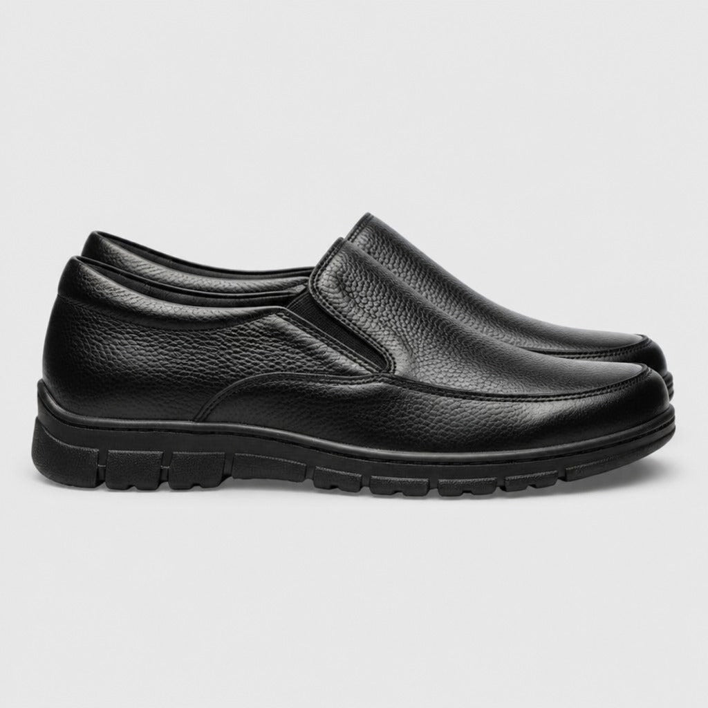 Men’s Waterproof Leather Slip-On Shoes Black side view