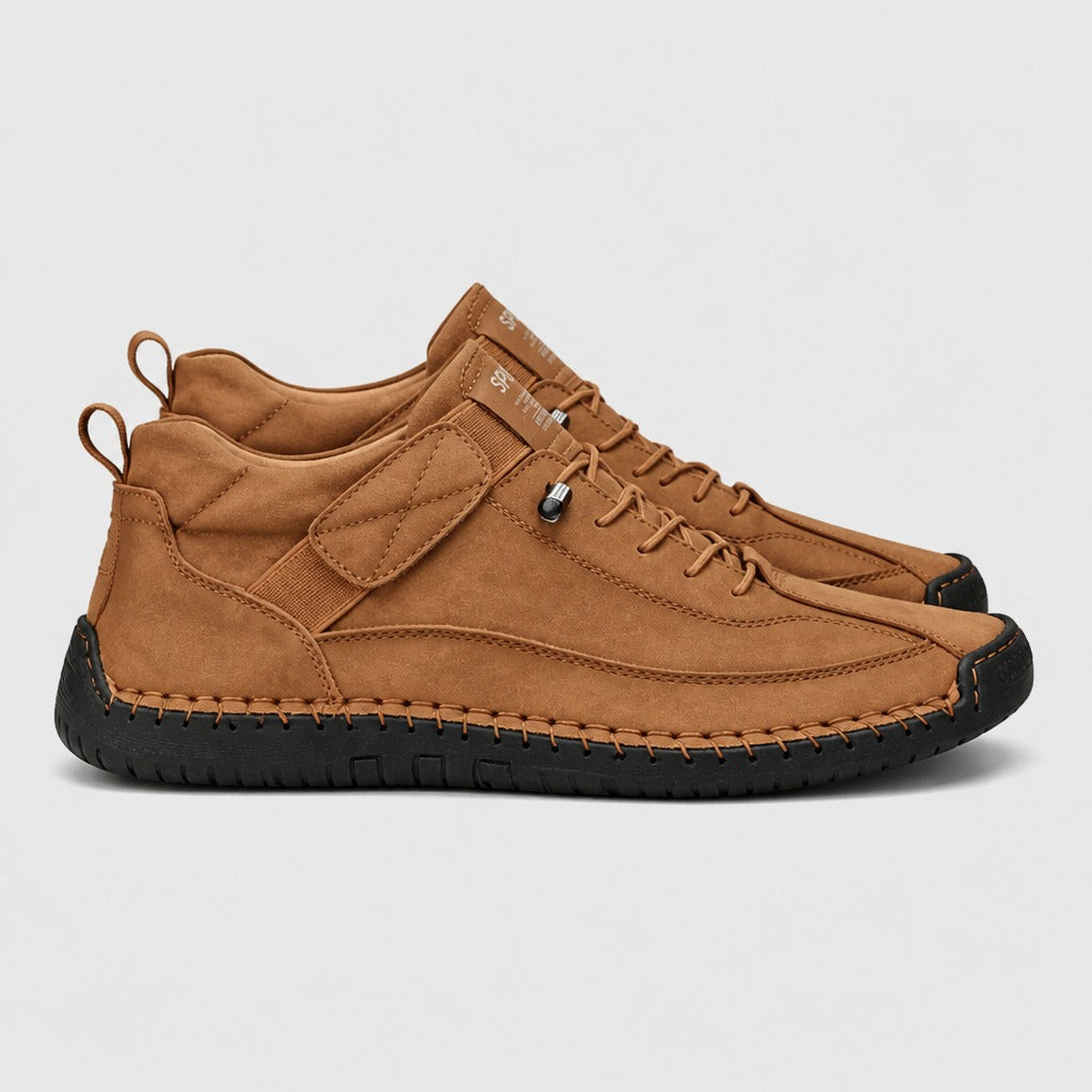 Men’s Wide Fit Lace-Up Hiking Shoes Brown side view