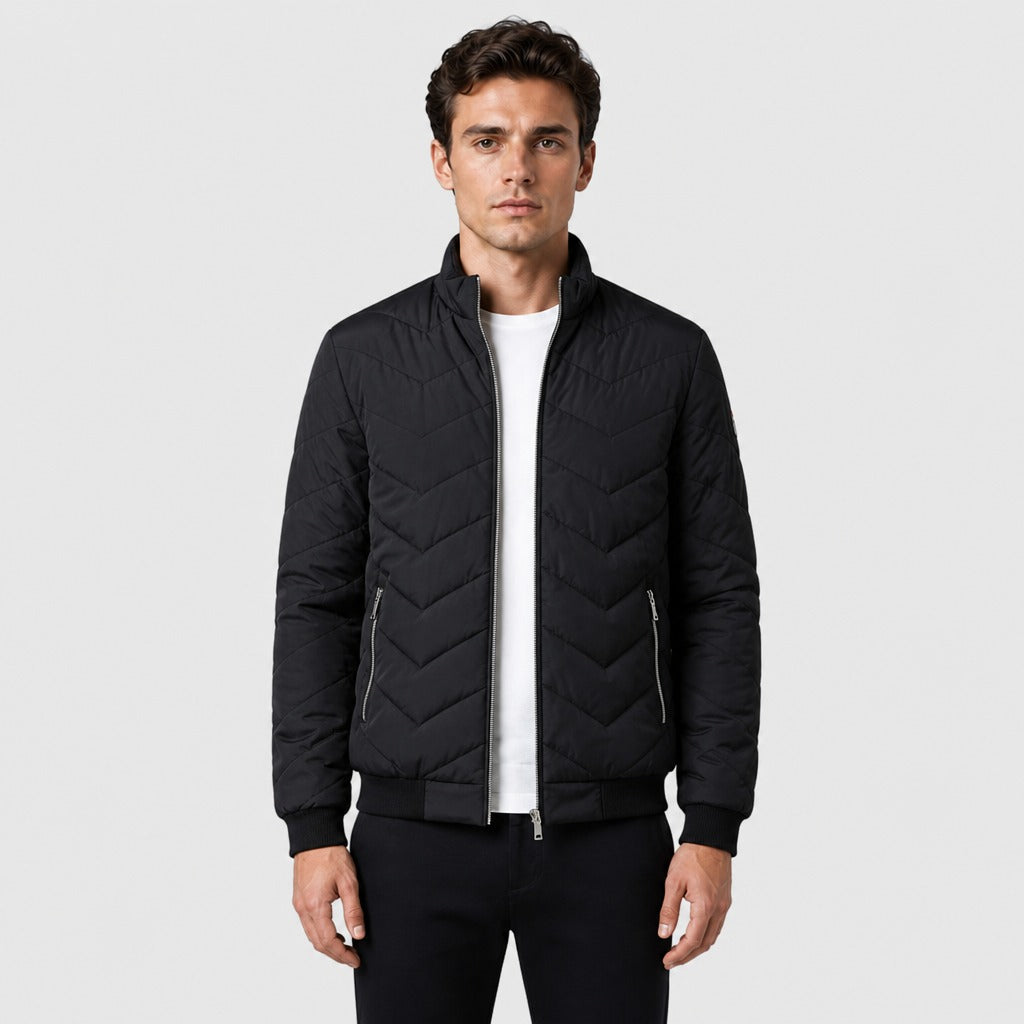 Men’s Windproof Zip-Up Jacket with Pockets Black front