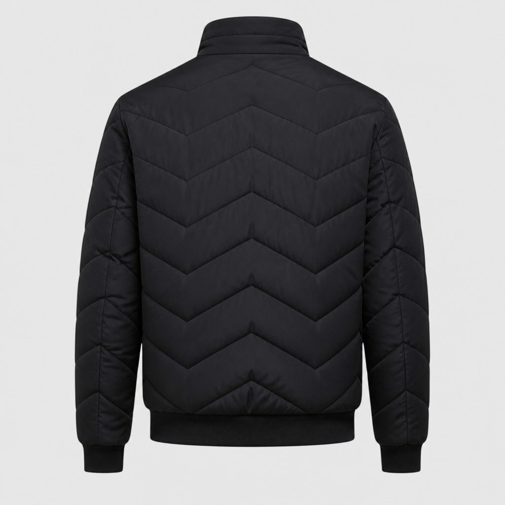 Men’s Windproof Zip-Up Jacket with Pockets Black product back