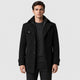 Men's Wool Blend Button Pea Coat Black front
