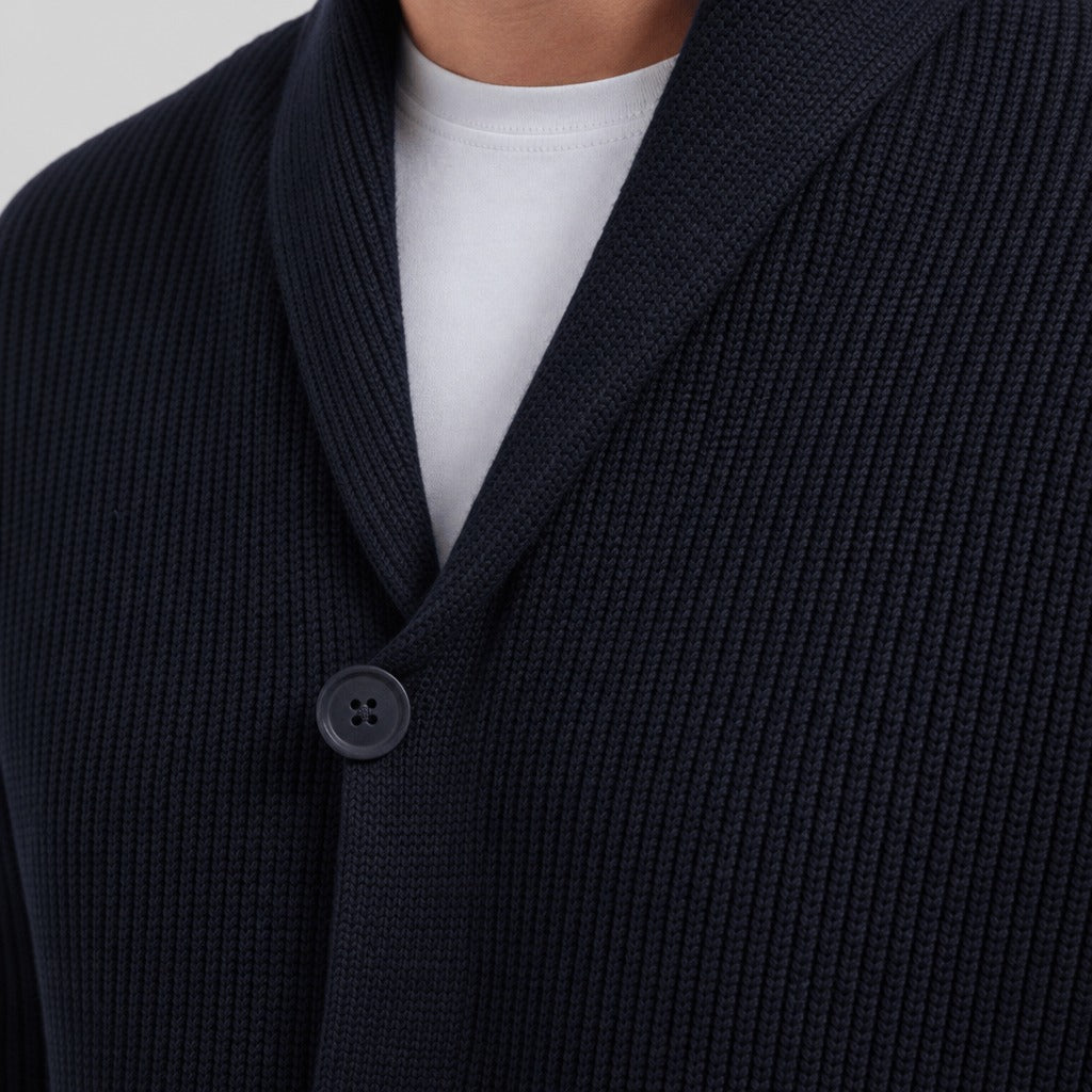 Men’s Wool Blend Collared Button Cardigan detail