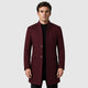 Men’s Wool Blend Lapel Coat with Pockets Burgundy front