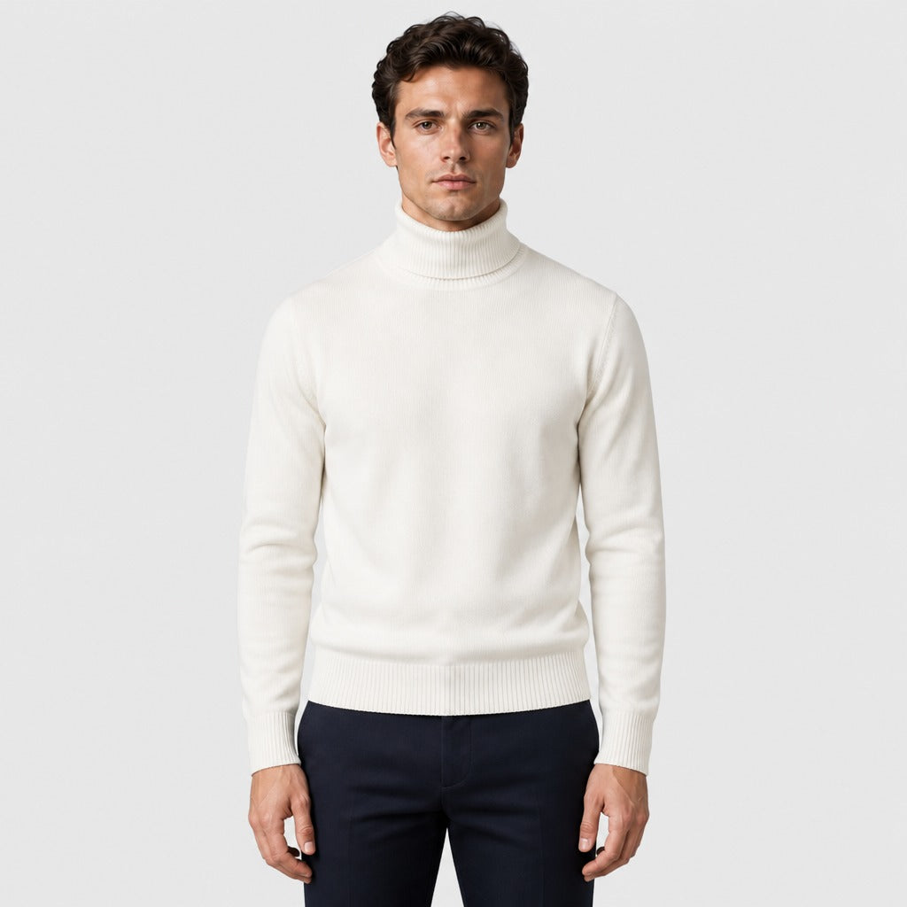 Men’s Wool Blend Roll Neck Jumper White front
