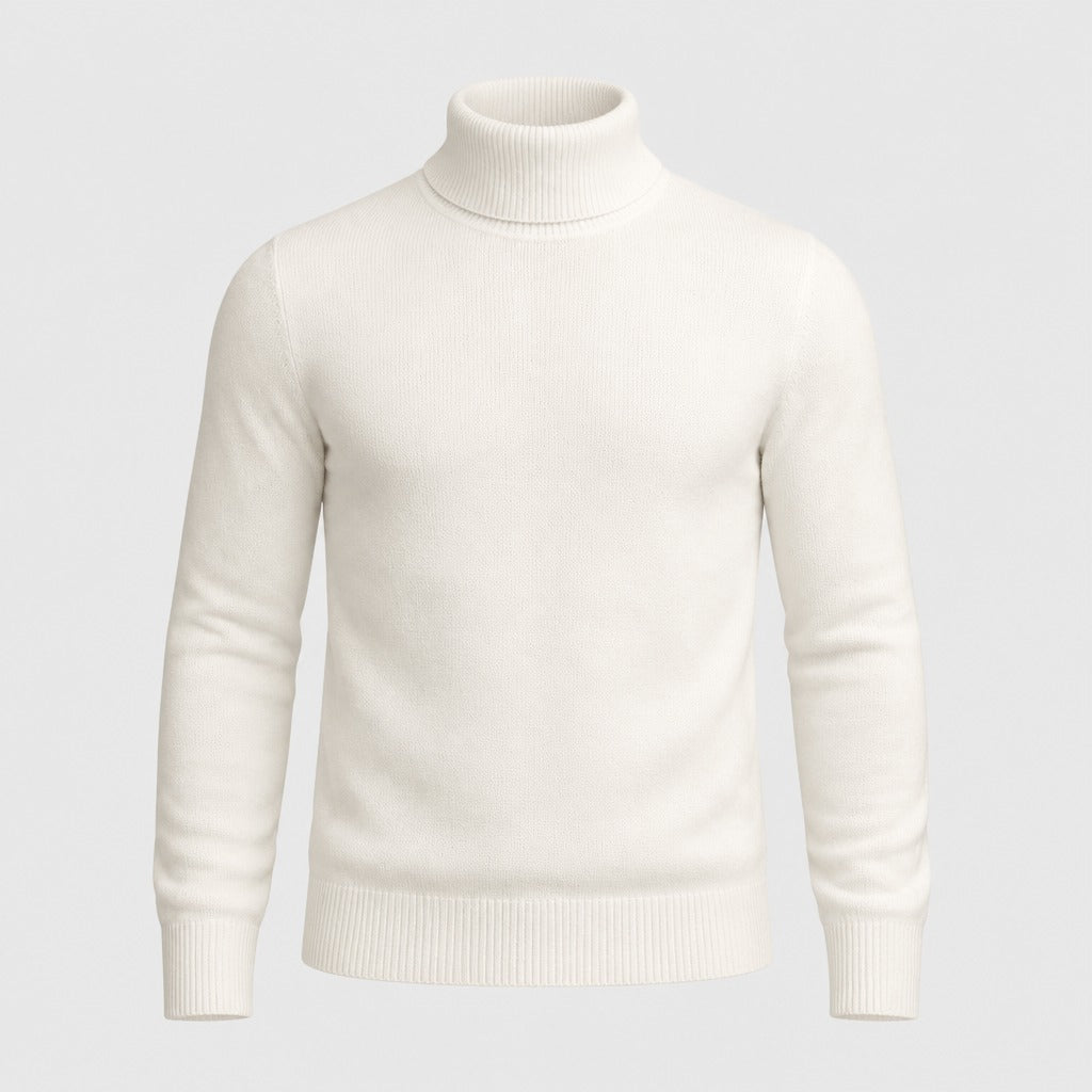Men’s Wool Blend Roll Neck Jumper White product front