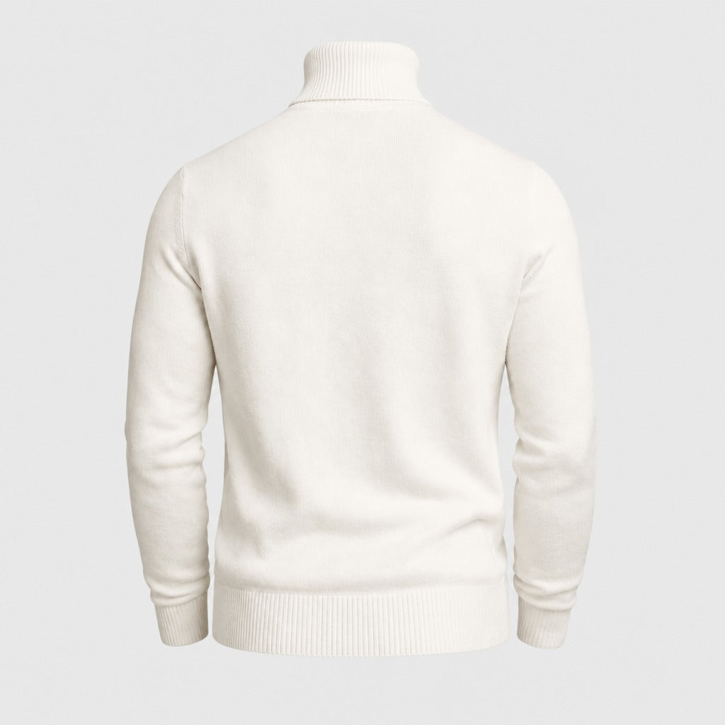 Men’s Wool Blend Roll Neck Jumper White product back