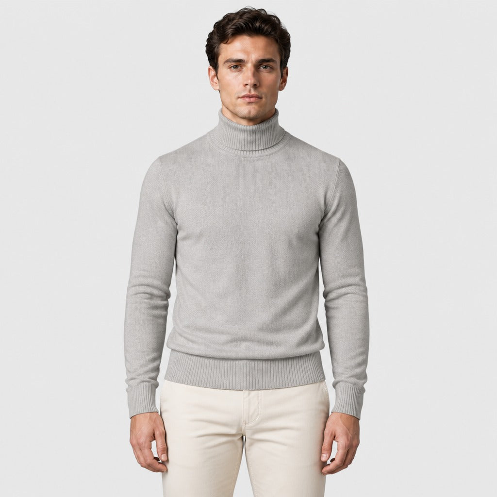 Men’s Wool Blend Roll Neck Jumper Grey