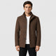 Men’s Wool Blend Stand Collar Jacket Brown front