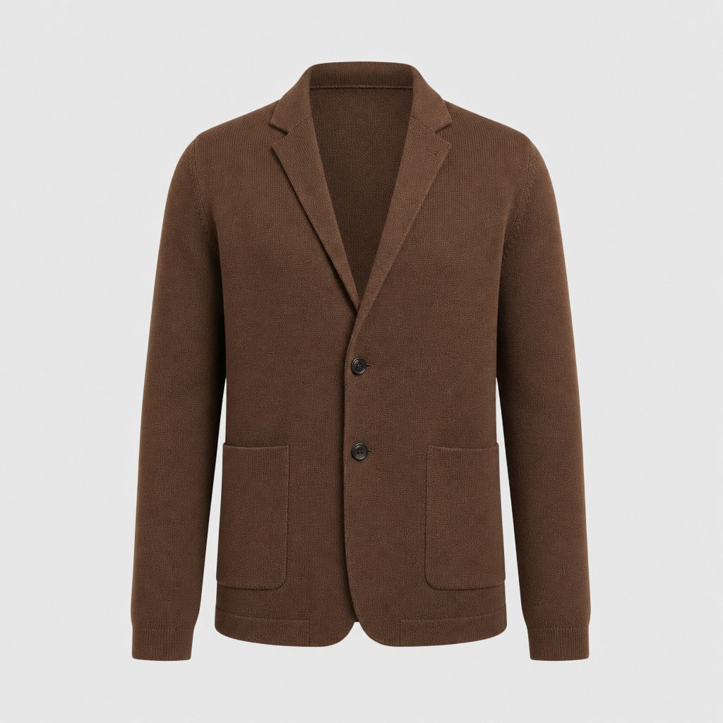 Men’s Wool Lapel Collar Cardigan Coat Chestnut Brown product front