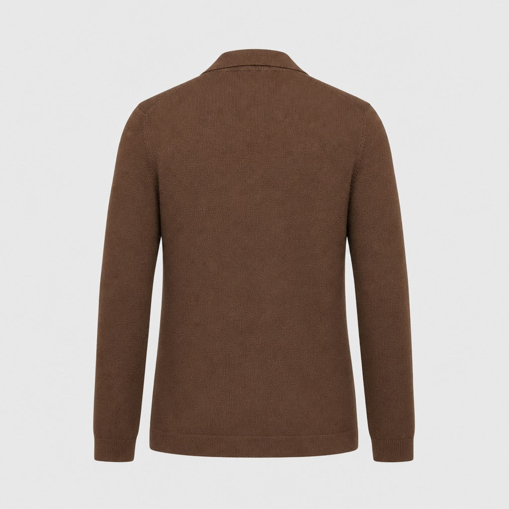 Men’s Wool Lapel Collar Cardigan Coat Chestnut Brown product back