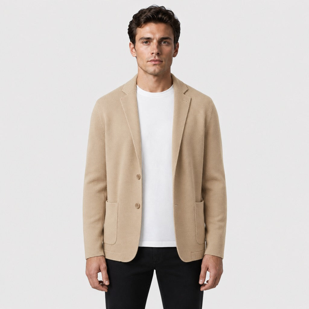 Men’s Wool Lapel Collar Cardigan Coat Sandy Beige