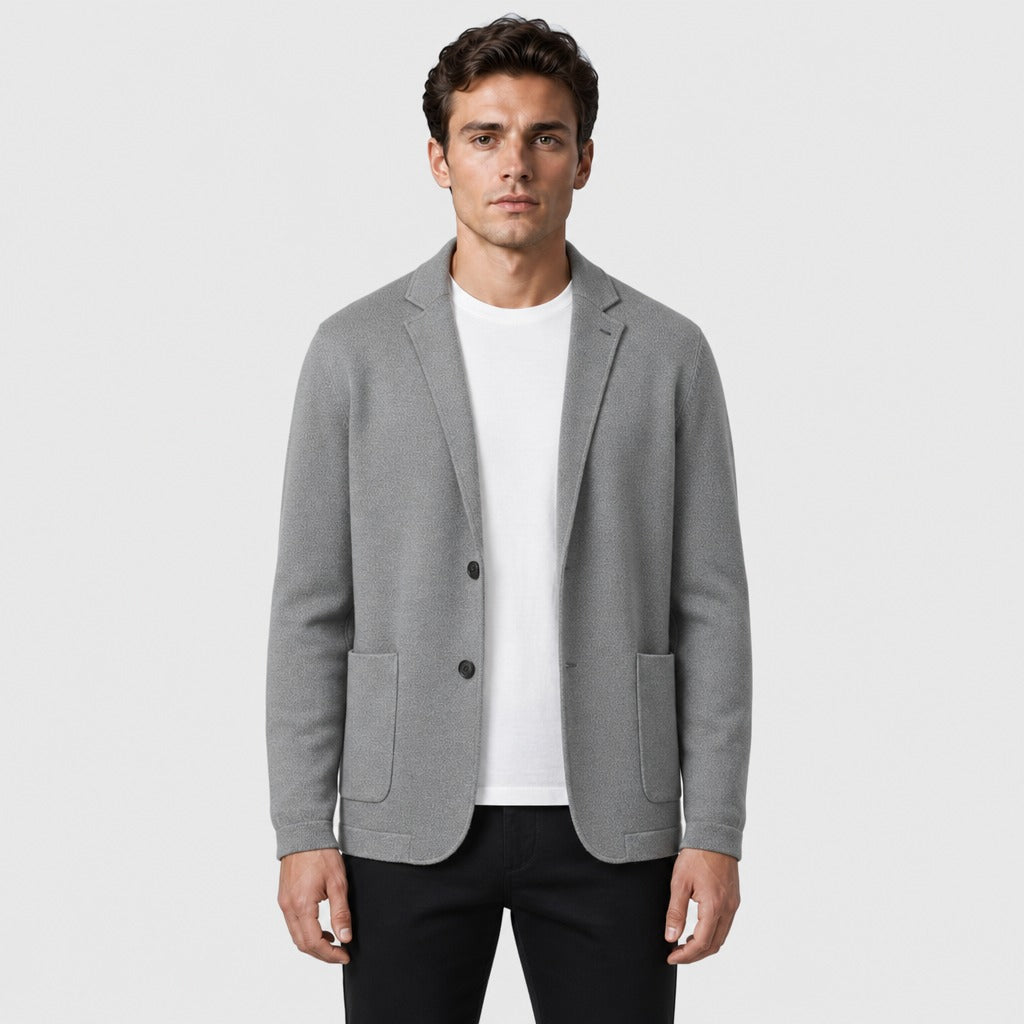 Men’s Wool Lapel Collar Cardigan Coat Slate Grey