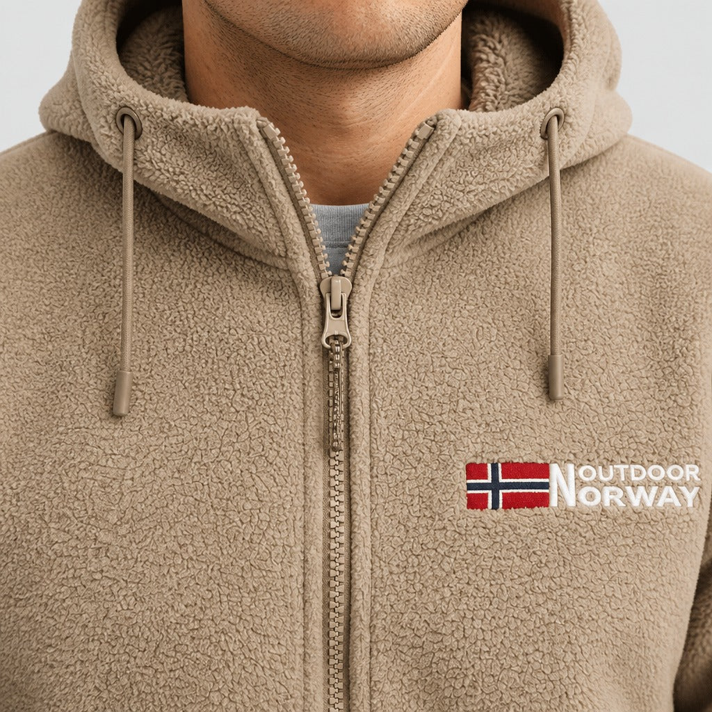 Men’s Zip-Up Hoodie with Cashmere Lining detail
