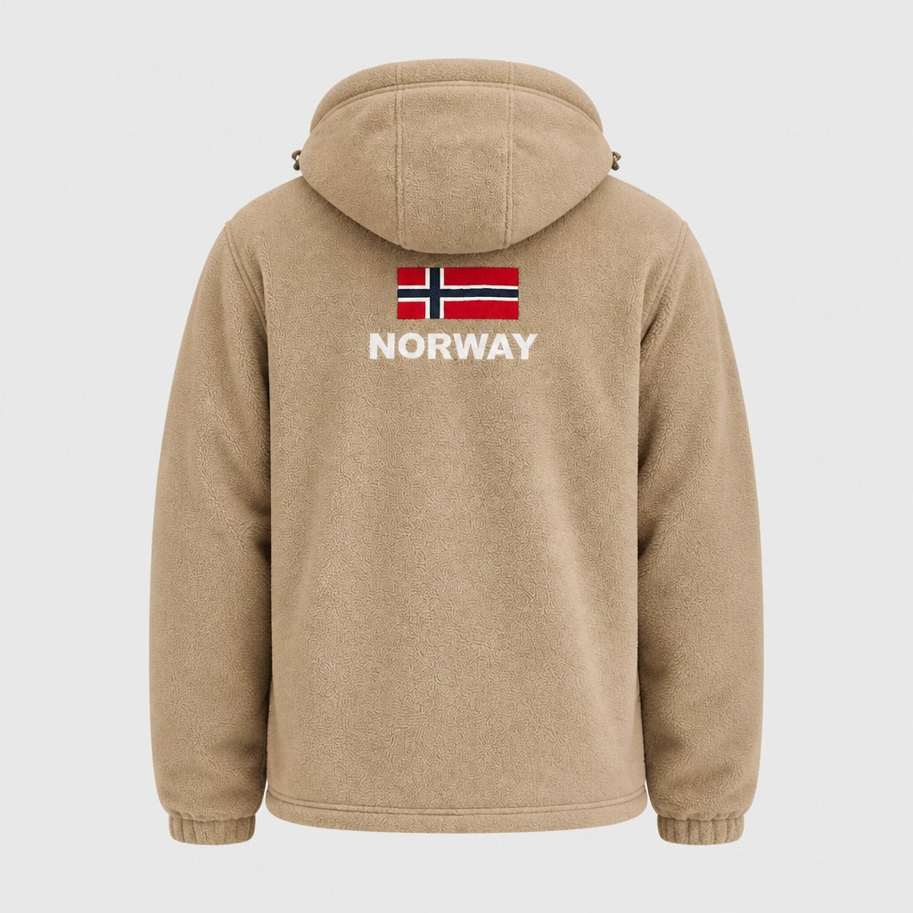 Men’s Zip-Up Hoodie with Cashmere Lining Khaki product back